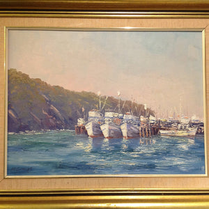 Antique Oil on Canvas "Ulladulla Harbour"  Mary Gilmore