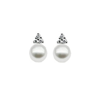 Sterling Silver Gold Plate Cultured Pearl Stud Earrings