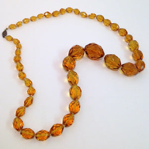Antique Amber Glass Graduated Beaded Necklace