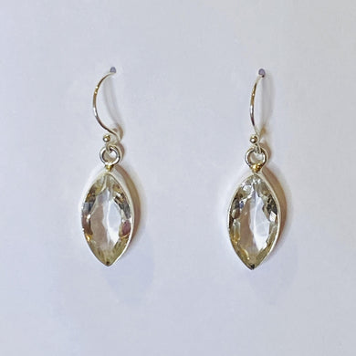 Sterling Silver Marquise Rock Crystal Drop Earrings