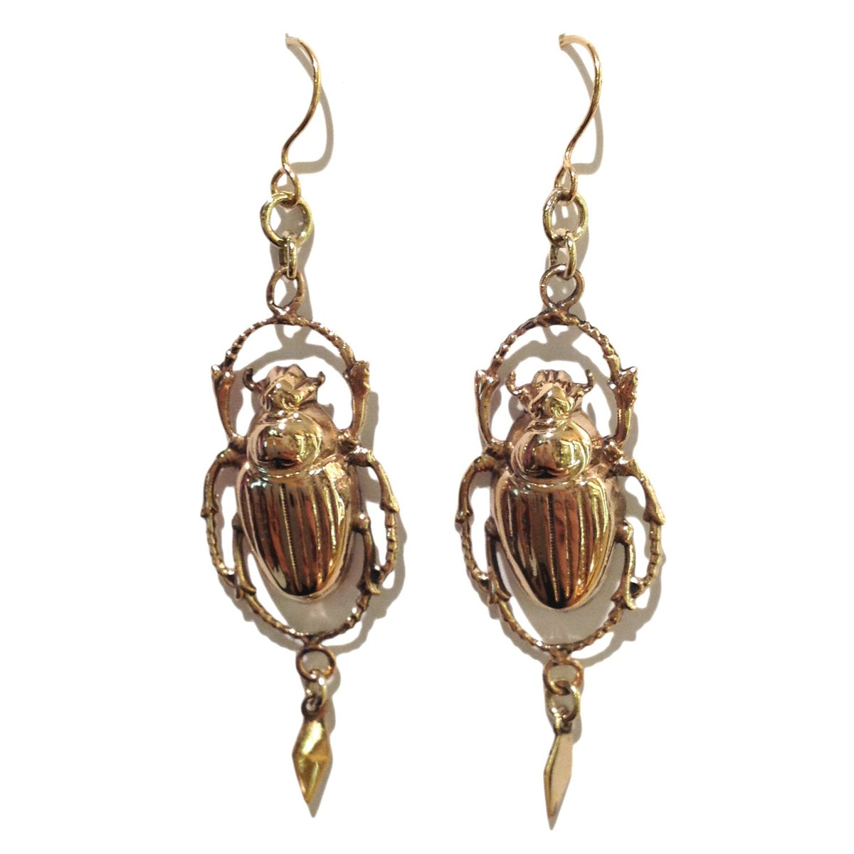 Sterling Silver Gold Plate Scarab Earrings