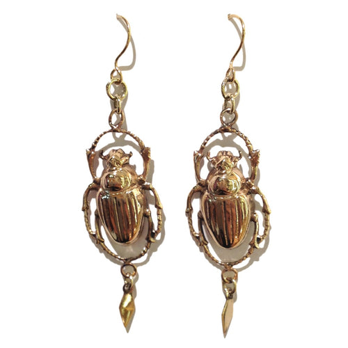 Sterling Silver Gold Plate Scarab Earrings