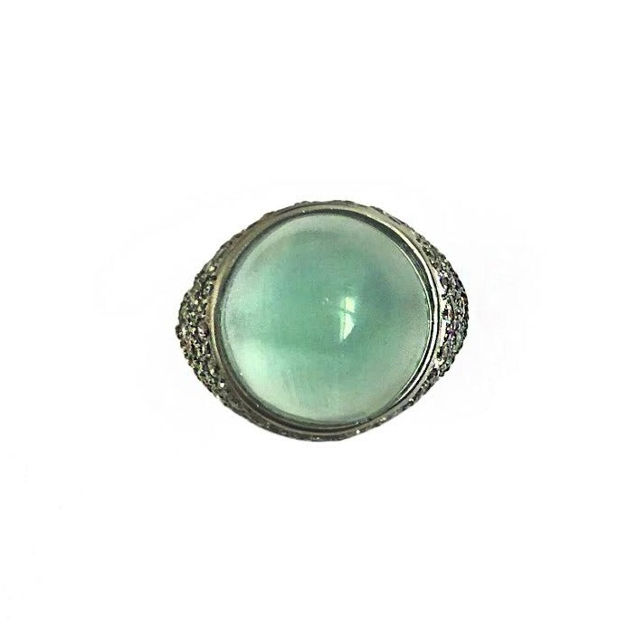 White Gold Aquamarine and Diamond Ring