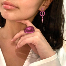 Pink Crystal Costume Drop Earrings