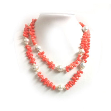 Pink Coral and South Sea Pearl Necklace