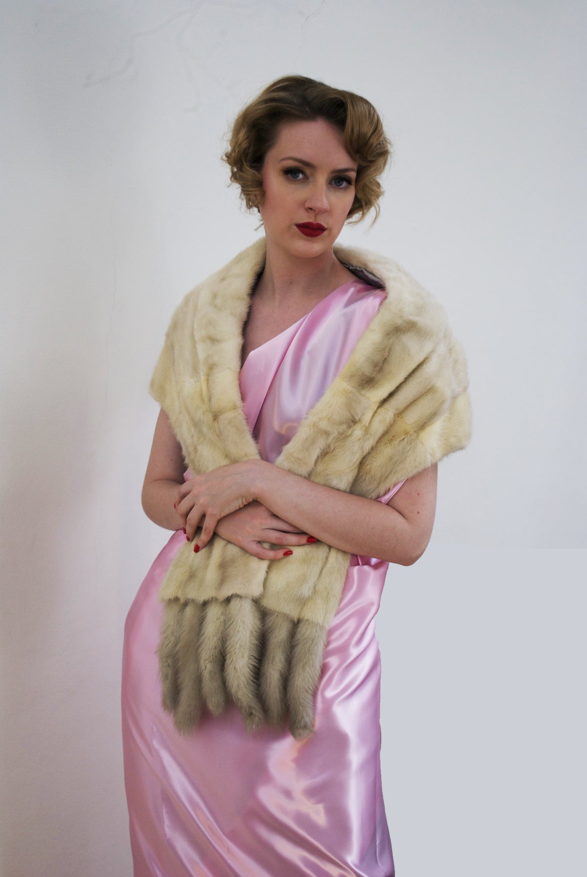 Vintage White Mink Shawl