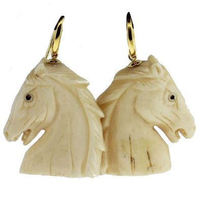 Antique Carved Ivory Horse Head Earrings