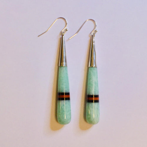 Silver Variscite Onyx Jasper Earrings