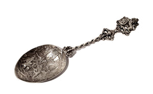 Silver Decorative Spoon, Lion Shield Handle